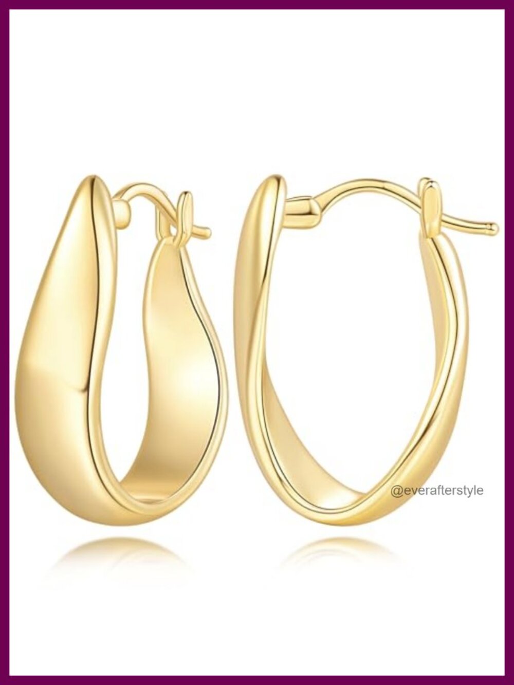 14K Gold Plated Hoop Earrings for Women Chunky Irregular Twisted Design